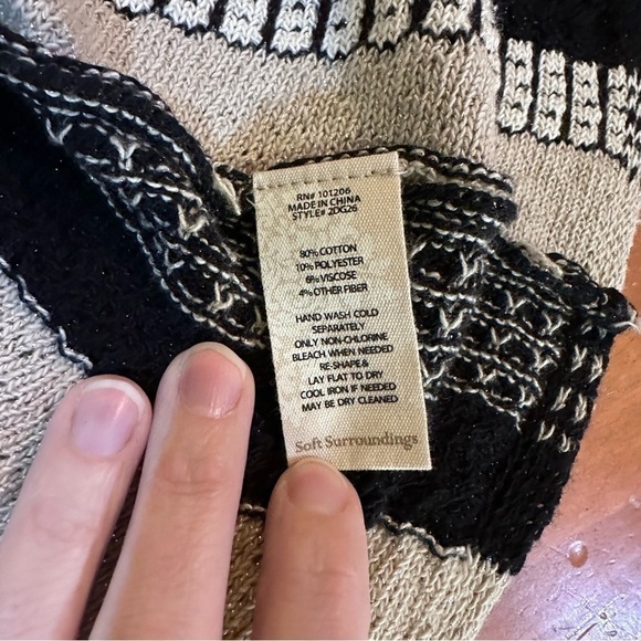 Soft Surroundings black and tan open front cardigan - Picture 7 of 7